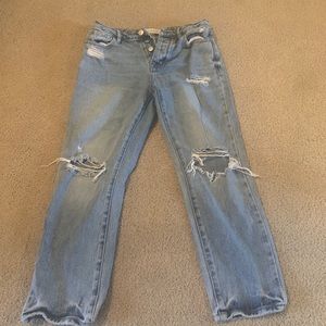 Distressed mom jeans